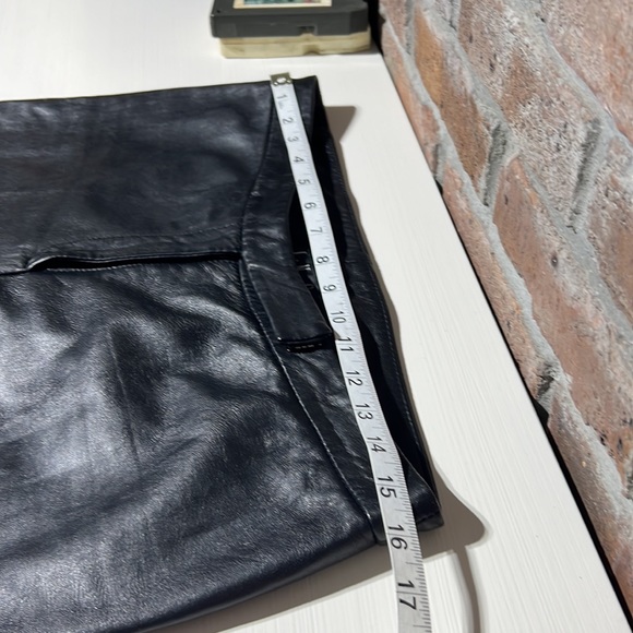 INC Jet Black Genuine Leather Straight Leg Mid Rise Pants - Picture 4 of 15